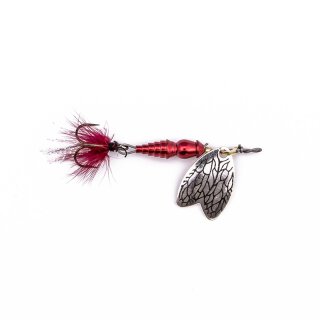 Mepps Spinner Bug Cherry silber/rot mit Fliege Gr. 0, 2.5g
