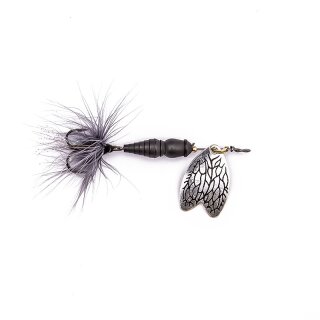 Mepps Spinner Bug Dark Dragon silber/schwarz mit Fliege Gr. 1, 4g