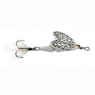 Mepps Spinner Bug White Miller silber/weiß mit Fliege Gr. 0, 2.5g