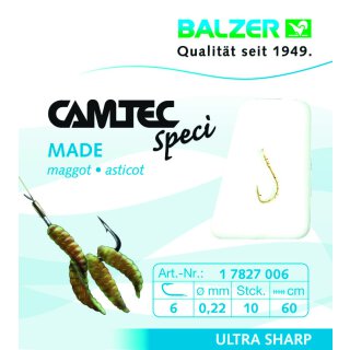 Balzer Camtec Speci Vorfach-Haken Made 0.20mm 60cm #8 Friedfisch-Haken Silber