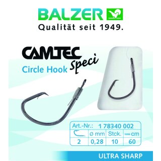 Balzer Camtec Speci Vorfach-Haken Circle 0.28mm 60cm #2 Raubfisch-Kreis-Haken