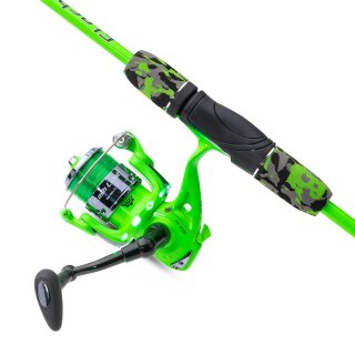 Saenger Flash Light Stick 60 Set Combo Rute+Rolle+Schnur 2.10m 20-60g GRÜN Spinn-Angel-Set mit Flash-LED