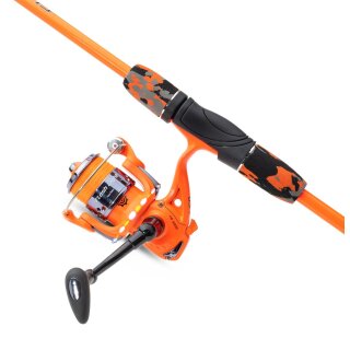 Saenger Flash Light Stick 80 Set Combo Rute+Rolle+Schnur 2.40m 20-80g ORANGE Spinn-Angel-Set mit Flash-LED