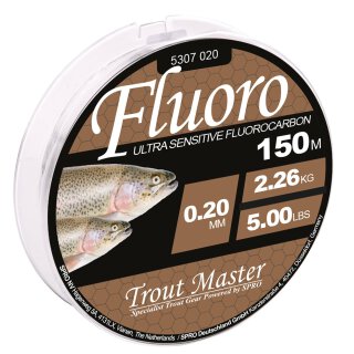Spro Trout Master Fluoro Mainline 0.16mm 1.36kg 150m Fluoro-Carbon-Haupt-Schnur zum Angeln auf Forelle und Barsch