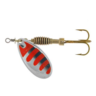 Rublex Spinner Celta "ARN" Größe 4 / 7.00g VMC Drilling #3 Silber-Rote Streifen-Schwarzer Schatten