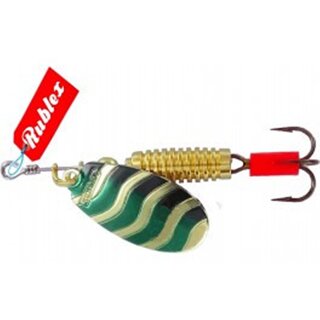 Rublex Spinner Stripe/Veltic "ONV" Gold Grüne Wellen Schwarzer Schatten Größe 5 / 10.00g VMC Drilling #2
