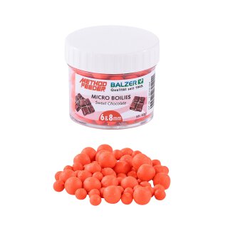 Balzer Feedermaster Method Feeder Boilies uv-aktiv Ø 6-8mm Orange-Sweet Chocolate Hakenköder für Friedfische