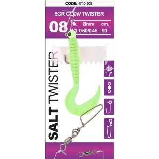 Spro Saltwater Salt Twister Glow 90cm 0.60/0.45mm 1x5g #1 Salzwasser-Meeres-Twister-Vorfach Paternoster