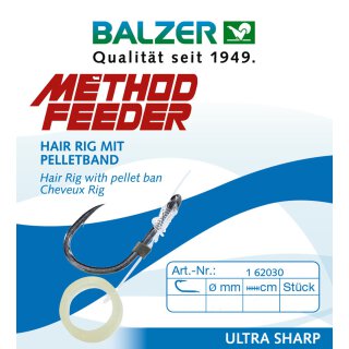 Balzer Feedermaster Hair-Rig mit Pellet-Band Ø 6+10mm 0.27mm 12cm #6 Fertig-Vorfach-Haken für Pellets