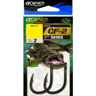 Owner Cat-Fish Halte-/Haarmontage-Haken CF-2 Schwarz-Chrom (56965) #4/0 Wels-Waller-Einzel-Angel-Haken