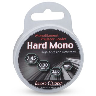 Saenger Iron Claw Hard Mono 25m 0.45mm 14.35kg Vorfach-Schnur Monofil Transparent