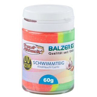 Balzer Trout Attack Forellen-Teig Knoblauch/rainbow 60g Glas uv-aktiv Schwimmend