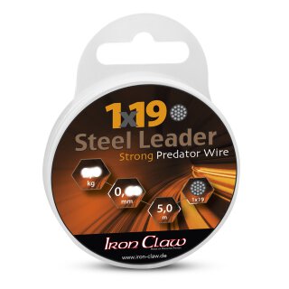 Saenger Iron Claw Steel Leader 1x19 black 5m Ø 0.50mm 15kg Stahl-Vorfach Schwarz