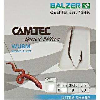 Balzer Camtec Special Edition Vorfach-Haken Wurm 0.33mm 60cm #2