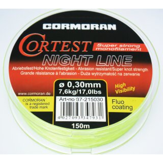 Cormoran Cortest Night Line 0.30mm 7.6kg 150m Monofile Angel-Schnur Fluo beschichtet