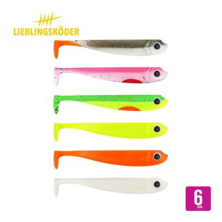 Lieblingsköder Ultimate Collection Mix/Set 6 Farben 6cm 2g Gummi-Fisch Shad uv-aktiv für trübes Wasser