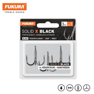 Lieblingsköder Fukura Solid X Black Drilling-Haken #1 für Köderfische und Kunstköder