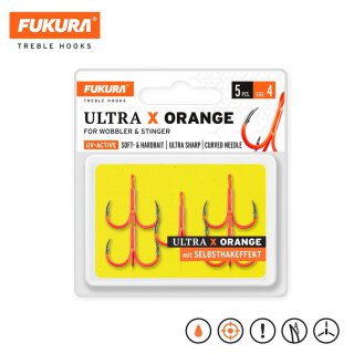 Lieblingsköder Fukura Ultra X Orange Drilling-Haken #4 uv-aktiv für Kunstköder mit Selbsthakeffekt