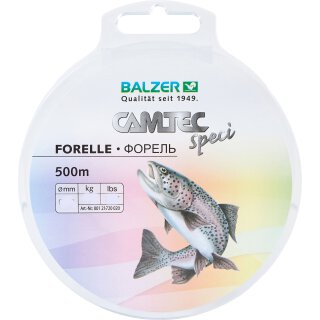 Balzer Camtec Speci Line Zielfisch Forelle 0.22mm 4.3kg 500m monofile Angel-Schnur Klar