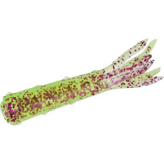 Balzer Shirasu Street Hairy Tubes Purple Chartreuse 4cm 0.8g Franzen-Gummi-Köder mit Squid-Aroma schwimmend