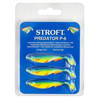 STROFT Predator P-6 UV Blue Fire Fin 6cm 2g Forellenköder 3er-Pack