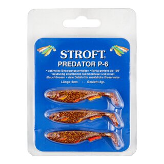 STROFT Predator P-6 Motoroil Fire Fin 6cm 2g Forellenköder 3er-Pack