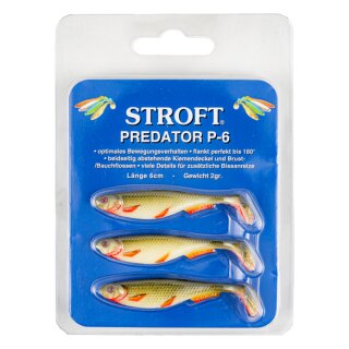 STROFT Predator P-6 Olive Fire Fin 6cm 2g Forellenköder 3er-Pack