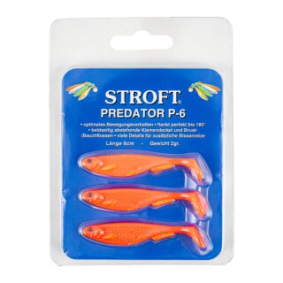 STROFT Predator P-6 UV Orange Fire Fin 6cm 2g Forellenköder 3er-Pack