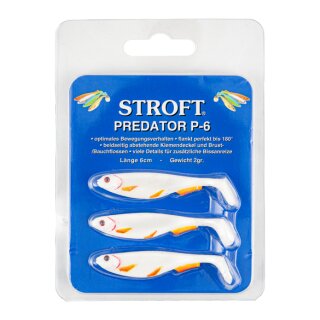 STROFT Predator P-6 White Fire Fin 6cm 2g Forellenköder 3er-Pack